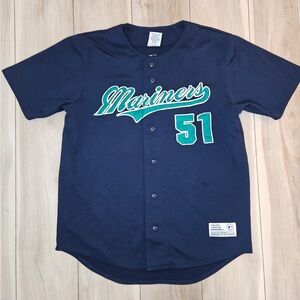 MLB ICHIRO SUZUKI SEATTLE MARINERS MAJESTIC JERSEY BLUE SIZE Large